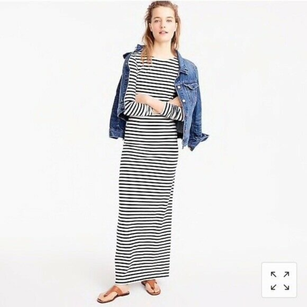 J.Crew Collection Navy & White Striped Maxi Dress - Picture 1 of 10